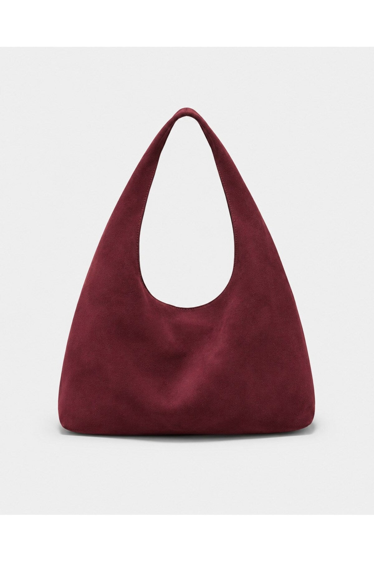 Süet Shopper Omuz Çantası Bordo