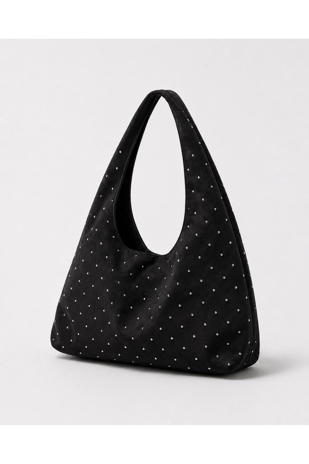 Süet Shopper Omuz Çantası Siyah