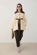 Süet Yakalı Oversize Trenç