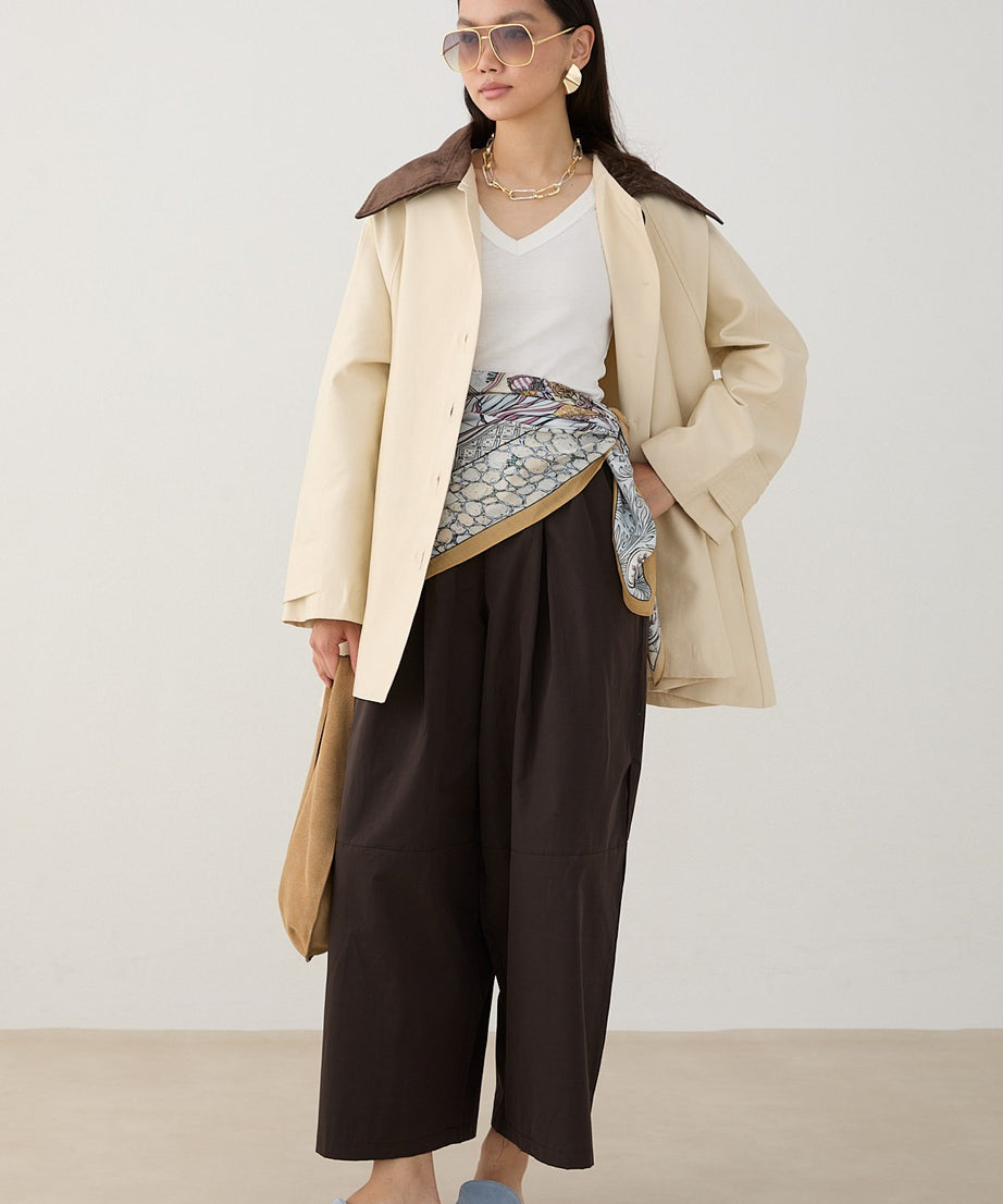 Süet Yakalı Oversize Trenç - Bej