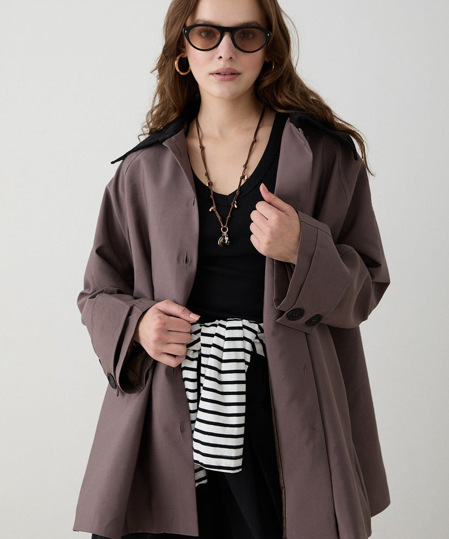 Süet Yakalı Oversize Trenç - Gül