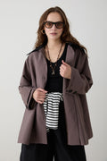 Süet Yakalı Oversize Trenç