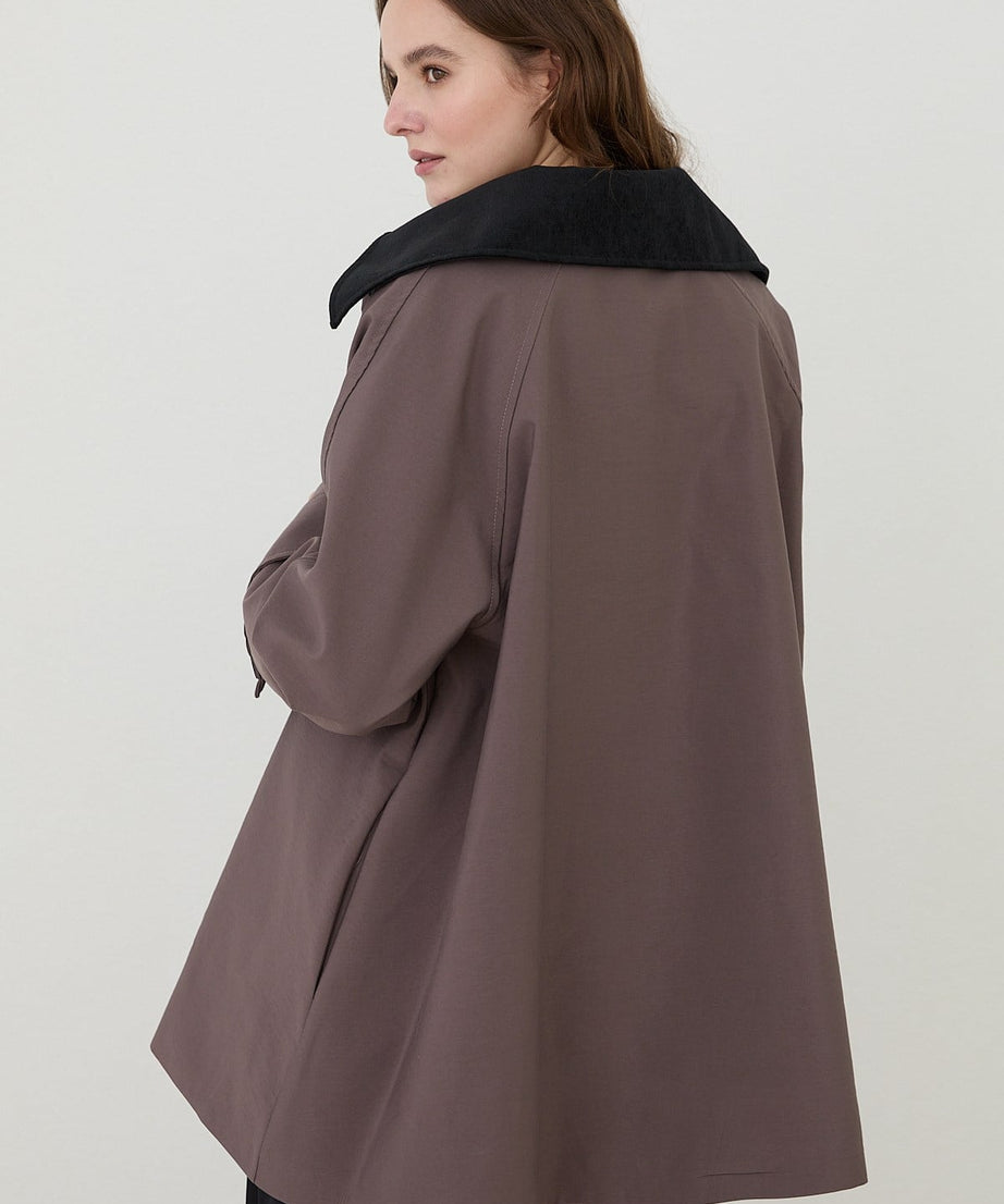 Süet Yakalı Oversize Trenç - Gül