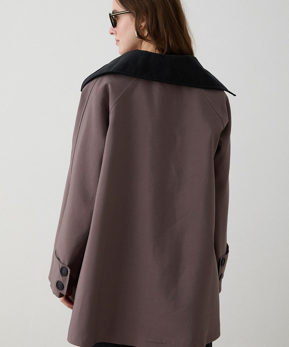 Süet Yakalı Oversize Trenç - Gül