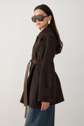 Süet Yakalı Oversize Trenç