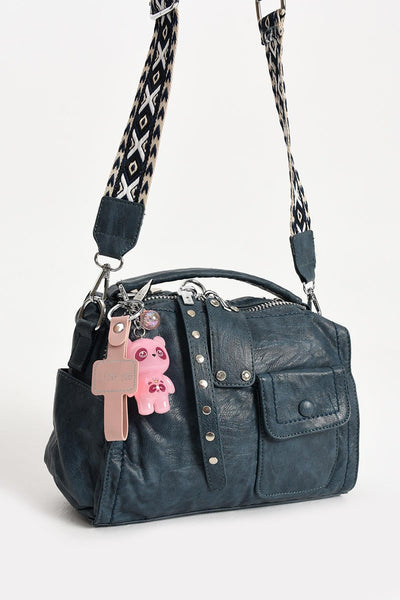 Suni Deri Omuz Çantası anahtarlık hediyeli (Model: 571-13-17E) - Mavi