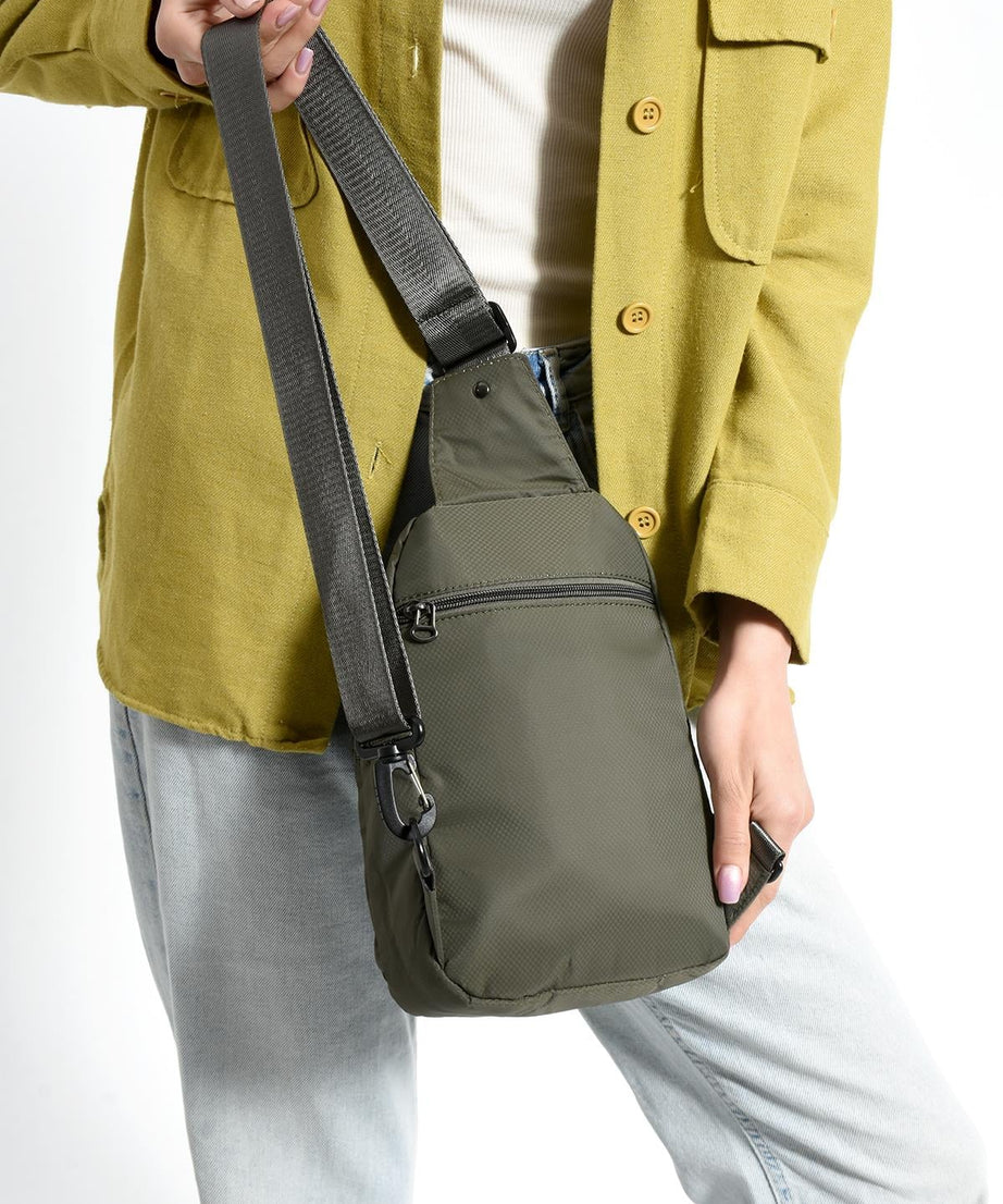Üç Bölmeli Unisex Bodybag Haki detay 2