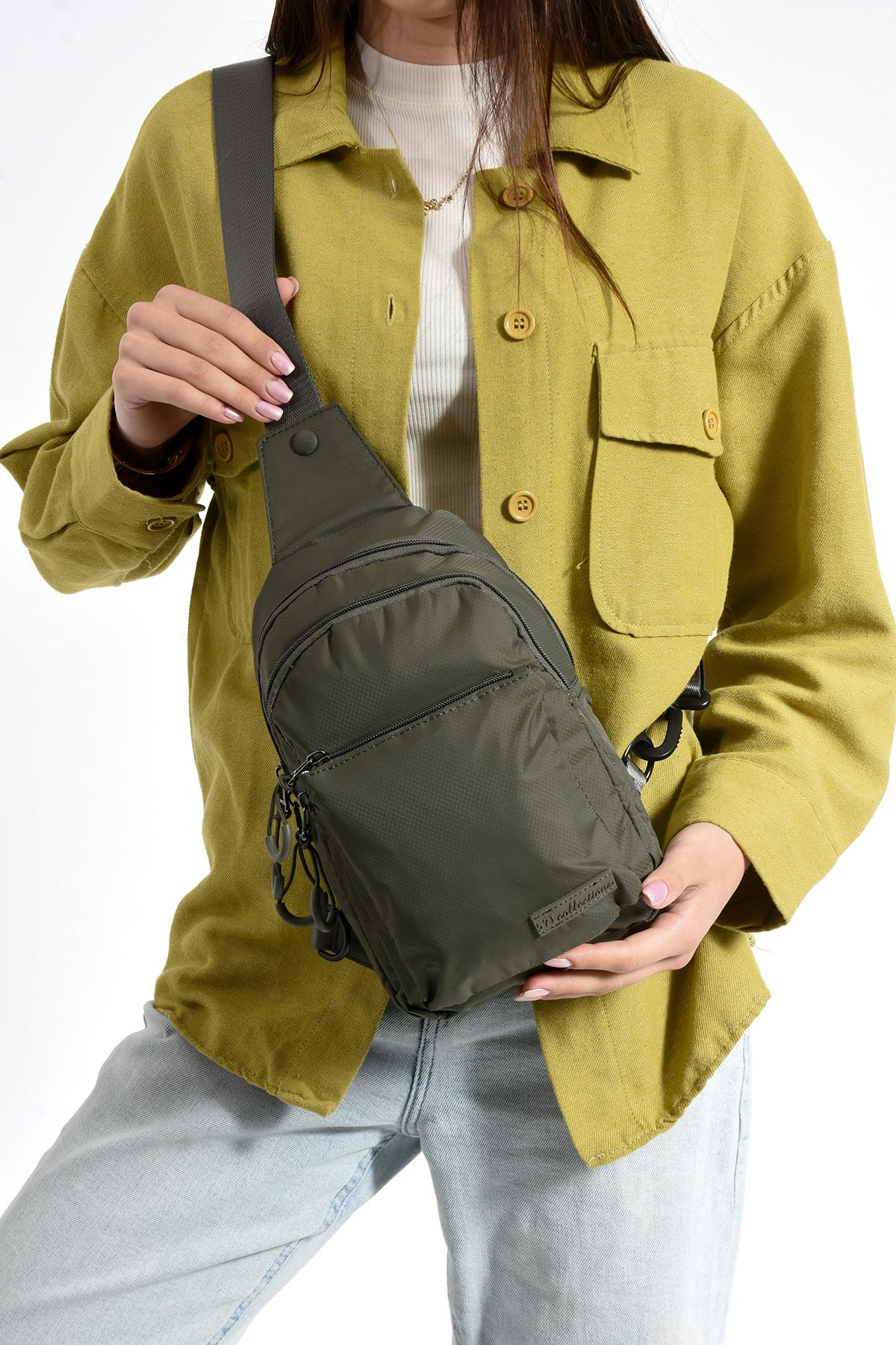 Üç Bölmeli Unisex Bodybag Haki