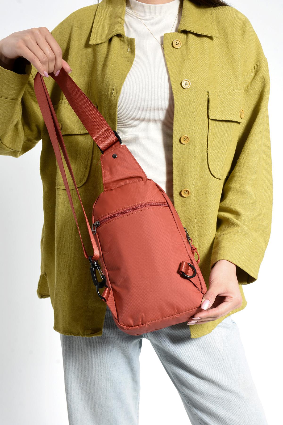 Üç Bölmeli Unisex Bodybag Kiremit detay 2