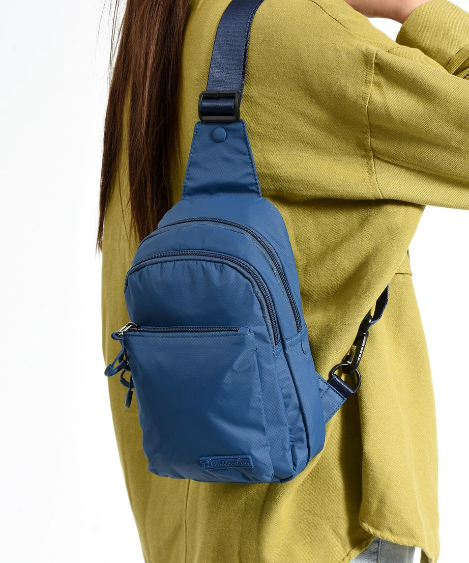 Üç Bölmeli Unisex Bodybag Mavi detay