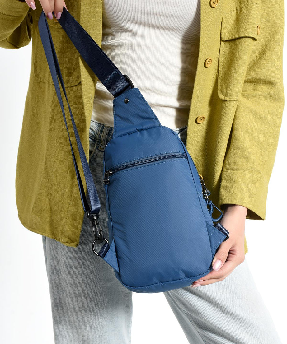 Üç Bölmeli Unisex Bodybag Mavi detay 2