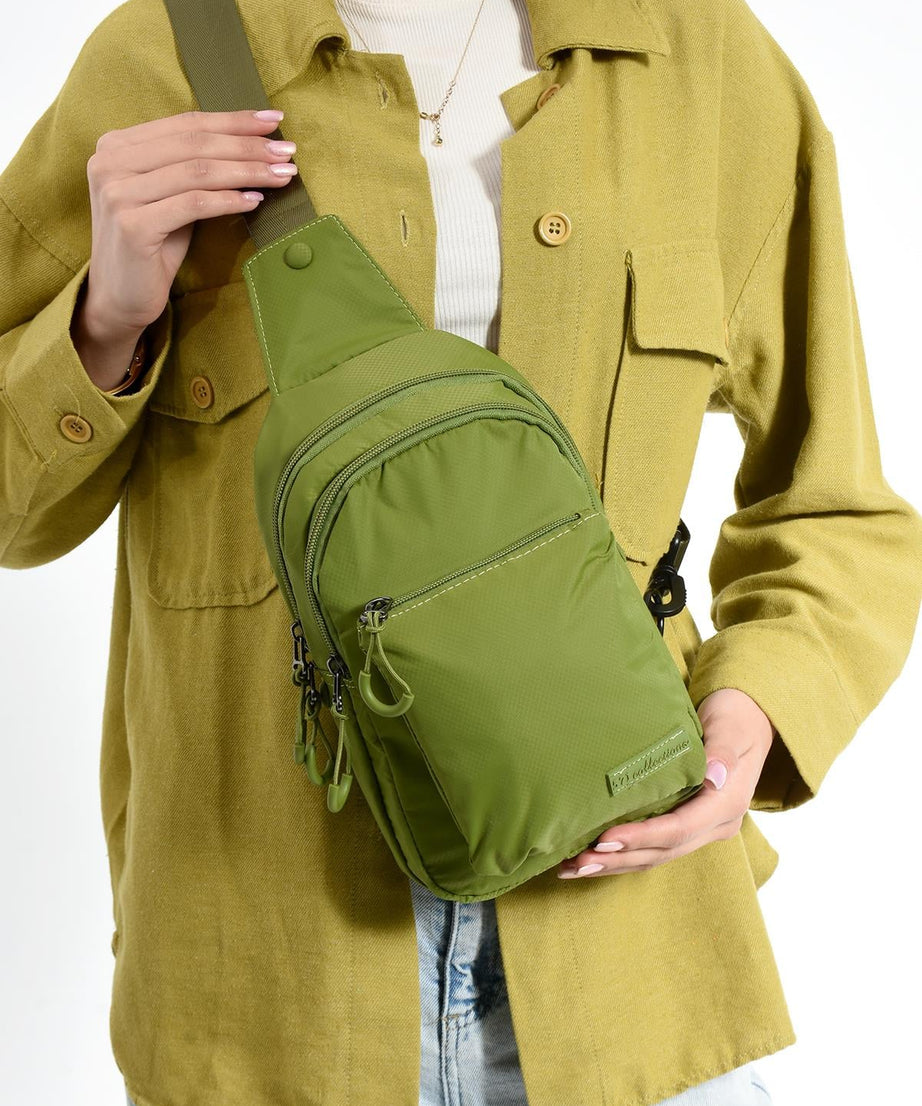 Üç Bölmeli Unisex Bodybag Açık Yeşil