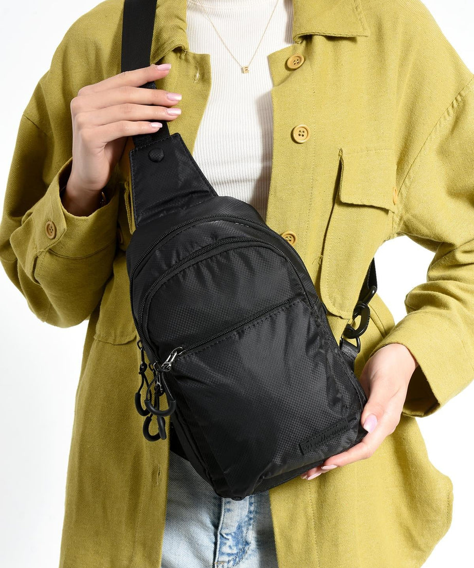 Üç Bölmeli Unisex Bodybag Siyah