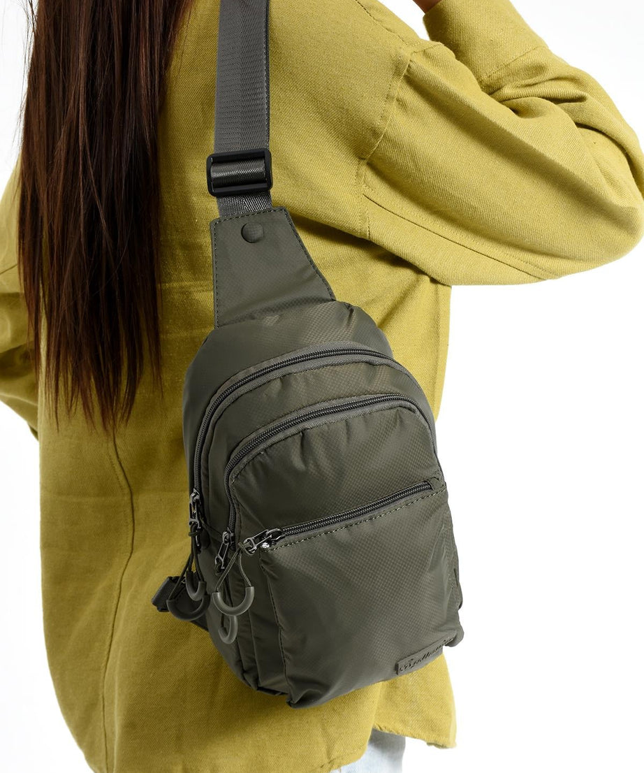 Üç Bölmeli Unisex Bodybag Haki detay