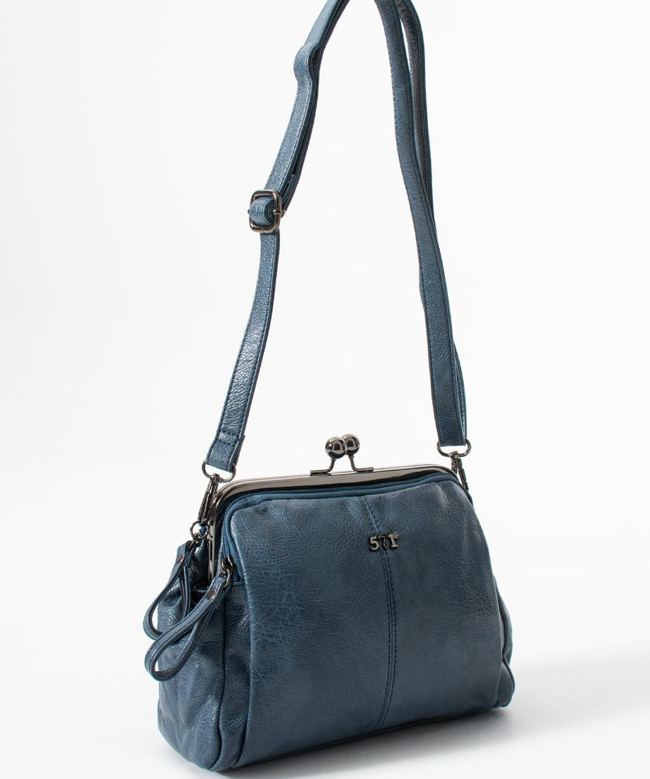 Yıkama Deri Klipsli Fermuarlı 3 Bölmeli Burslu Omuz Çantası (571-13T)
